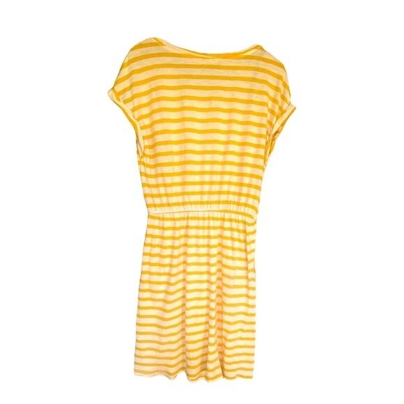 H&M Yellow and White Striped Jersey Dress - Elastic Waist - Size Medium - Picture 4 of 12